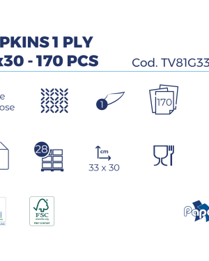 Servetele Masa, Paperdi, Tovaglioli Smart, 170 buc, 33×30